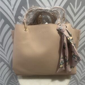 NWT Anne Klein Tan Tote with Structured Design and Gold Accents